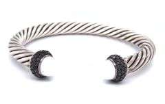 David Yurman Candy cuff white Agate and black diamonds