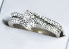 14K White Gold 0.75 Ctw Diamond Two Stone Engagement Ring