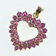 14K Yellow Gold Ruby Encrusted Vintage Heart Love Pendant