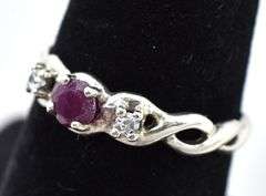 Ruby and CZ Gemstone Ring in Sterling Silver