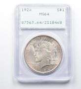 1924 Peace Silver Dollar MS64 PCGS Rattler