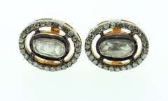 Elegant Gold-Plated Silver Mine Cut Diamond Earrings with Diamond Accents