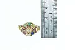 14K Yellow Gold 1960's Diamond Multi Stone Ornate Ring
