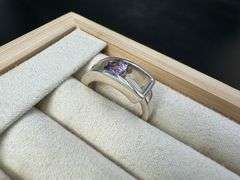 Sterling Silver Natural Amethyst Gemstone Ring Size 8