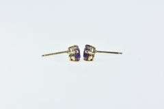 14K Yellow Gold Oval Amethyst Vintage Solitaire Stud Earrings