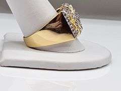 Men's 14 Kt Gold Plate 5.75 Cttw. Lab Simulated Diamond Ring.