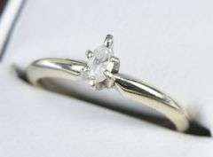 14K White Gold 0.21 Ct Marquise Diamond Solitaire Engagement Ring