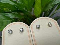 10k Yellow Gold 4mm Round Solitaire Stud Brilliant CZ Earrings 6 Pairs Various Colors