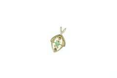 14K Yellow Gold Marquise Emerald Diamond Accent Pendant