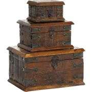 Reclaimed Wood Keepsake Boxes Set with Locks