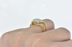 14K Yellow Gold Vintage Natural Opal Oval Bypass Ring