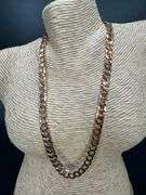 22k Rose Gold Plated Men's 7.5mm Solid .925 Sterling Silver Flat Curb Chain Link Italy Necklace 18"