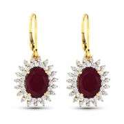 14Kt Huge 4.6 Ct Ruby & Diamond Earrings