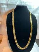 Huge 155.5 Gram 18 Kt Tri-Layered Gold Plate Cuban Link Necklace