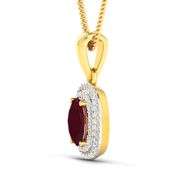 Pretty 14 Kt Yellow Gold Ruby Diamond Pendant