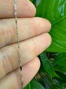 10k White Gold Solid Singapore Bar Chain Rope Twisted Curb Link 1.4mm Necklace 18"