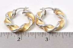Appealing 14K Yellow and White Gold Hoop Earrings