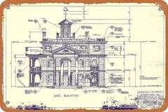 Vintage Haunted Mansion Blueprint Tin Sign Retro