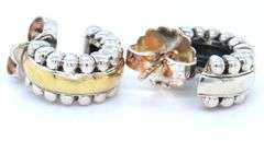 Lagos Two tone Flute Huggie Earrings