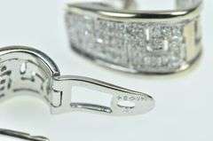 14K White Gold Diamond Greek Wave Vintage Hoop Earrings