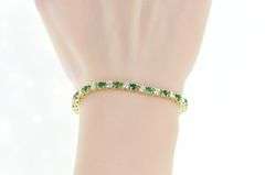 14K Yellow Gold 6.50 Ctw Emerald VS Diamond Tennis Bracelet