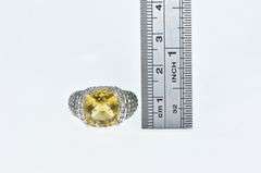 14K White Gold Cushion Citrine Diamond Peridot Cocktail Ring