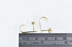 14K Yellow Gold Leaf Feather Curved Vintage Stud Earrings