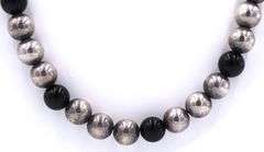 Black onyx and Tibetan beaded necklace