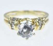 14K Yellow Gold Vintage Classic Travel Engagement Set CZ Ring