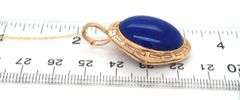 14kt Yellow gold Oval Lapis Greek key pendant on Rope chain necklace