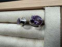 Sterling Silver Natural Amethyst Gemstone Ring Size 9