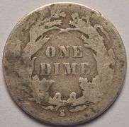 1887-S Seated Liberty Dime, Circulated.