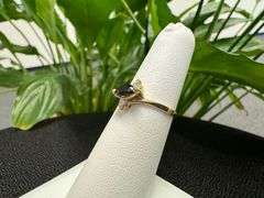 14k Yellow Gold Sideways Marquise Natural Black Onyx Ring Size 5