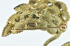 14K Yellow Gold Ornate Enamel Peacock Diamond Pin/Brooch