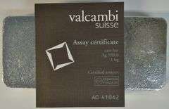 Valcambi Suisse pure .999 fine Silver 1 Kilo Bar. Unique Serial Number