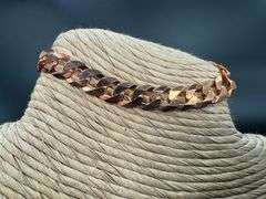 22k Rose Gold Plated Men's 7.5mm Solid .925 Sterling Silver Flat Curb Chain Link Italy Bracelet 7" i