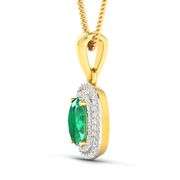 Vibrant 14 Kt Yellow Gold Emerald Diamond Pendant