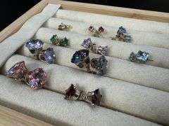 Sterling Silver CZ Earrings Lot of 10 Pairs Various Sizes and Styles