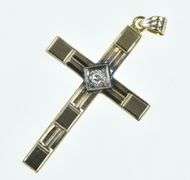 14K Yellow Gold 1930's Diamond Classic Cross Christian Pendant