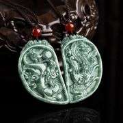 Dragon and Phoenix Jade Amulet Necklace