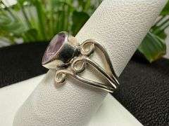 Sterling Silver Natural Amethyst Gemstone Ring Size 9