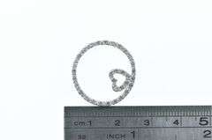 10K White Gold Diamond Circle Heart Love Symbol Pendant