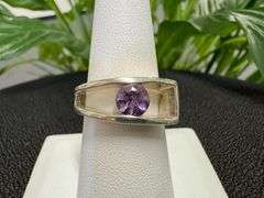 Sterling Silver Natural Amethyst Gemstone Ring Size 8