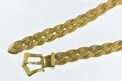 Gold Filled Vintage Woven Braid Mesh Chain Buckle Bracelet