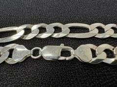 Men's 9.7mm Solid .925 Sterling Silver Flat Figaro Chain Link Italy Bracelet 8" inch
