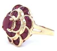 10kt Yellow gold Ruby cluster flower ring