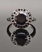 Impressive 14 Kt White Gold Plate 3.25 Ct Black Moissanite Ring