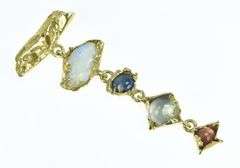 18K Yellow Gold William Fretz Opal Moonstone Goldstone Pin/Brooch