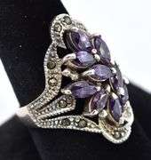 Amethyst and Marcasite Ring in Sterling Silver