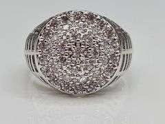 Mens Dazzling 14 Kt White Gold Plated Ring